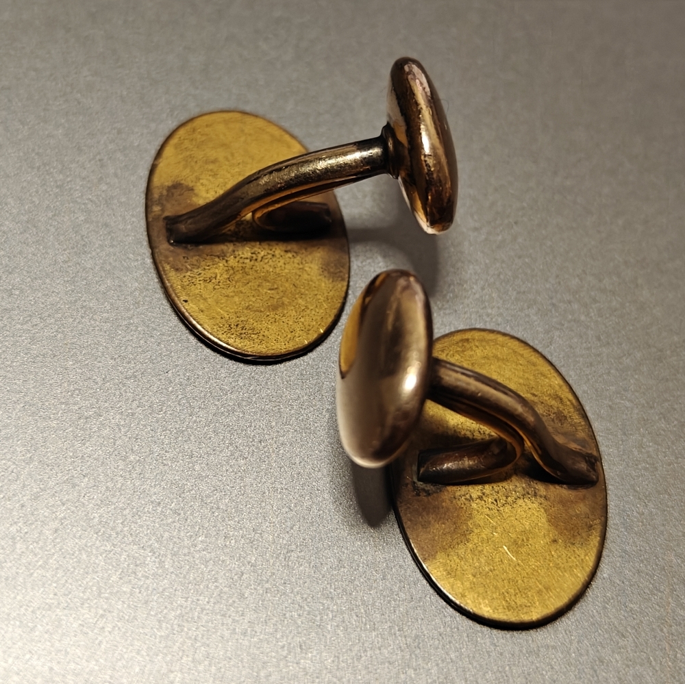 Antique 12K GF Yellow Gold Filled Oval Cufflinks With Monogram Letter d - Picture 6 of 8
